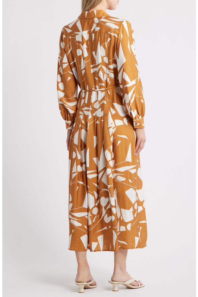 Long Sleeve Geometric Shirtdress, Alternate, color, MUSTARD GEO