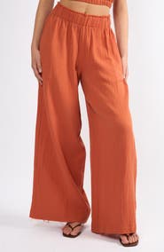 Viens Avec Moi Crinkle Cotton Gauze Wide Leg Pants