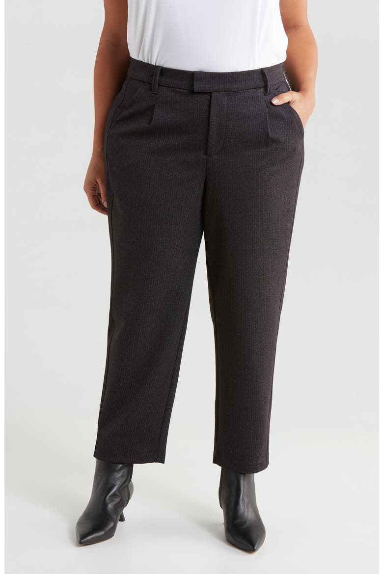 'Ab'Solution Skyrise Pleated Ankle Straight Leg Pants, Main, color, CHARCOAL GREEN