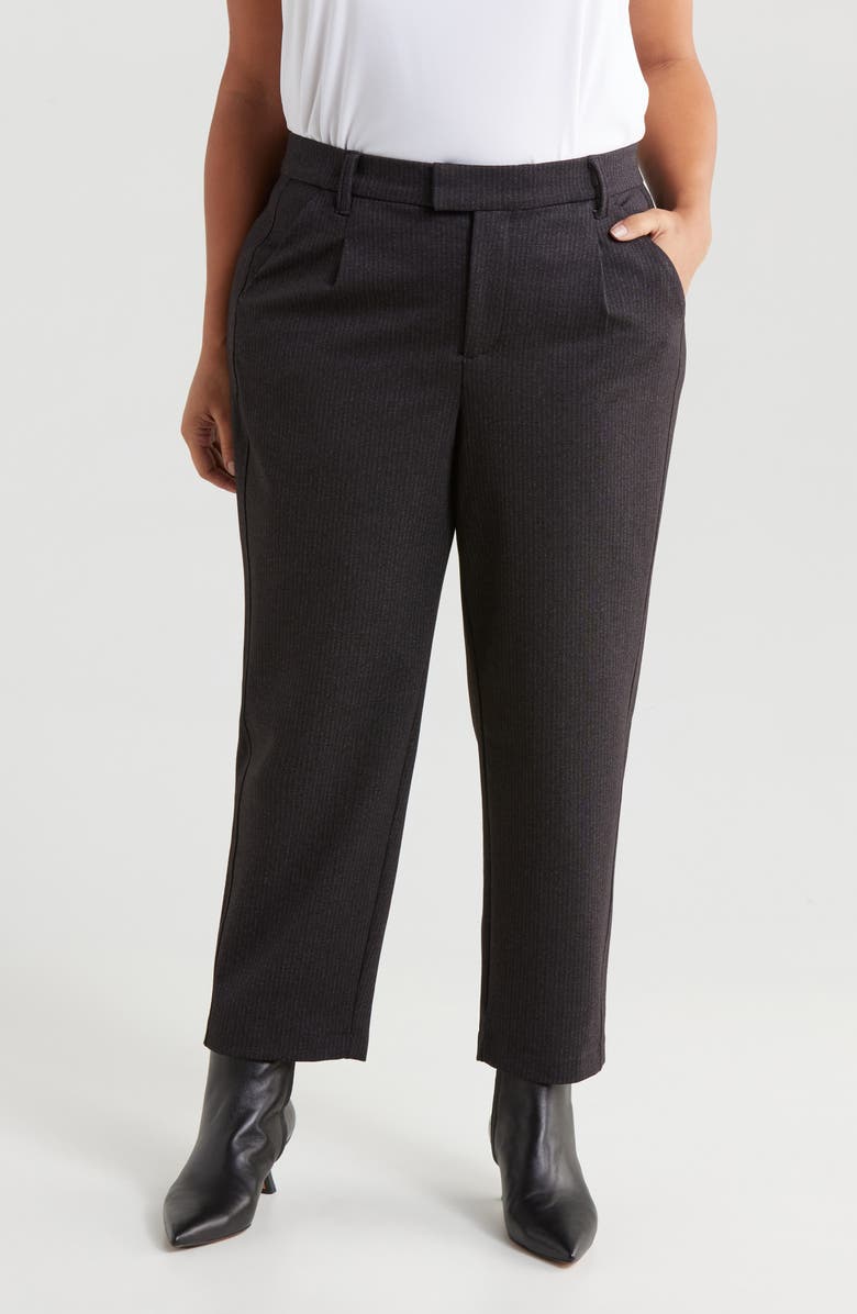 Wit & Wisdom 'Ab'Solution Skyrise Pleated Ankle Straight Leg Pants, Main, color, Charcoal Green