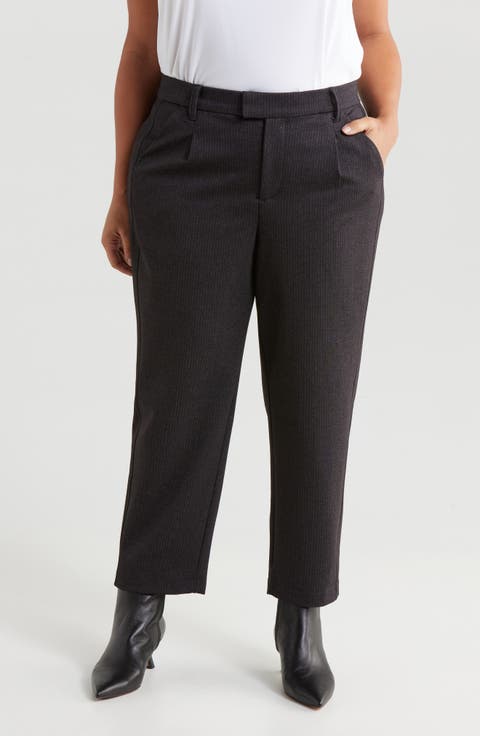 'Ab'Solution Skyrise Pleated Ankle Straight Leg Pants (Plus)