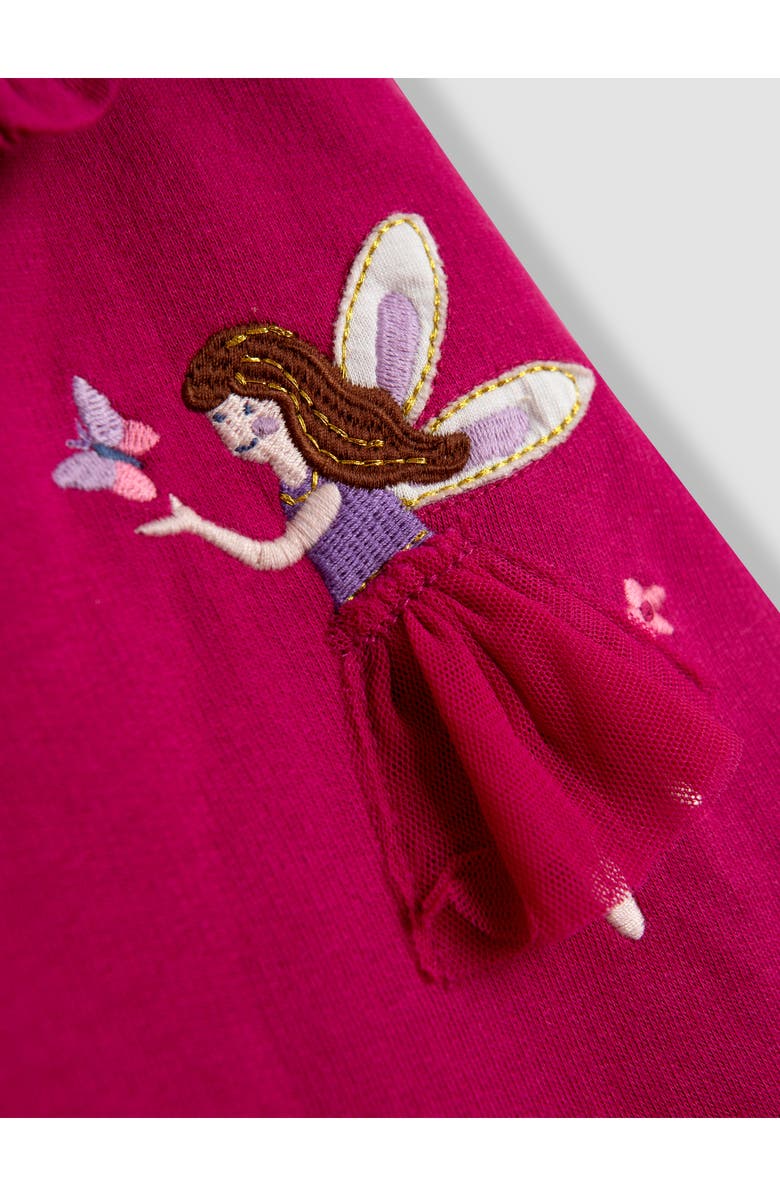JOJO MAMAN BEBE Kids' Embroidered Fairy Tulle Accent Sweatshirt & Leggings Set, Alternate, color, Raspberry