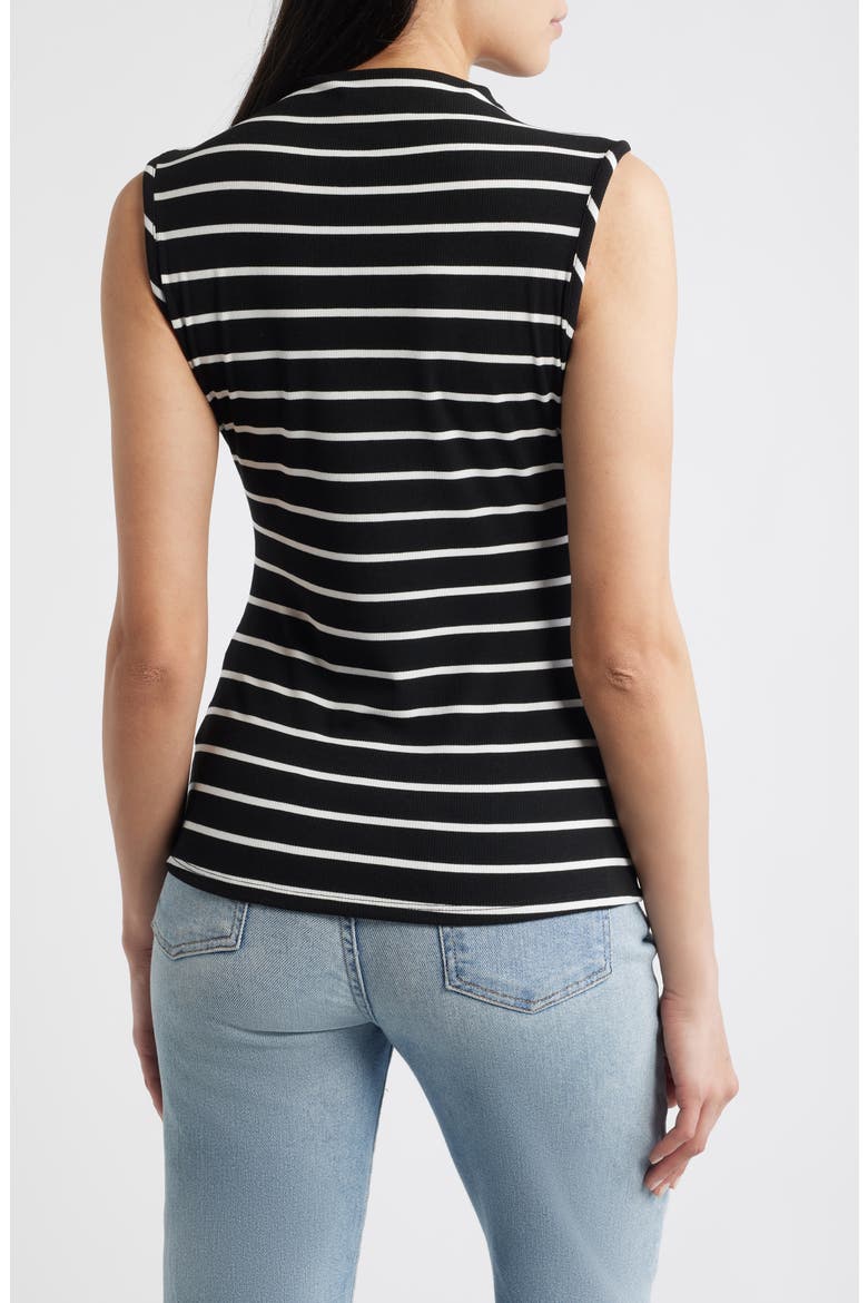 Stripe Side Twist Rib Top, Alternate, color, BLACK/ IVORY