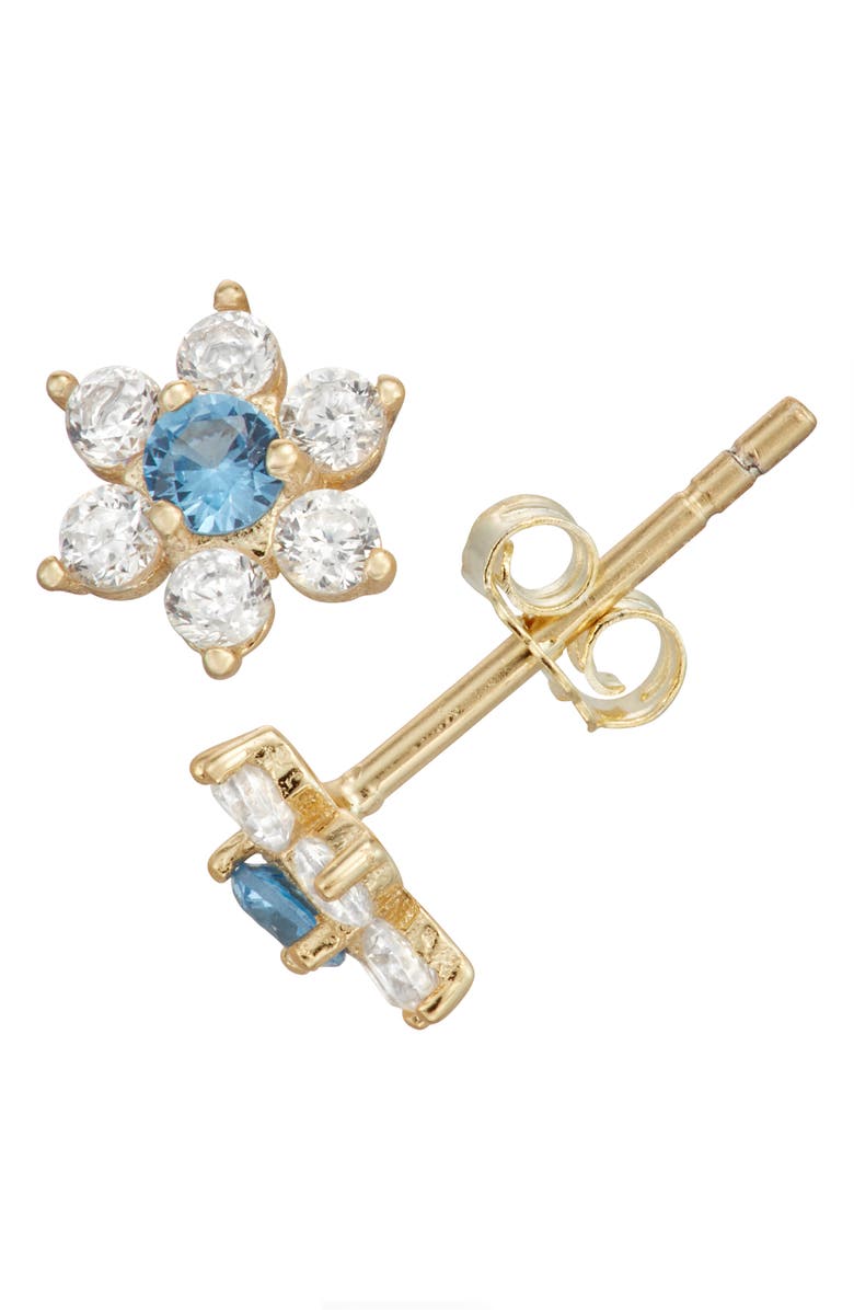 FZN Kids' Cubic Zirconia Flower Stud Earrings, Main, color, Gold