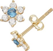 FZN Kids' Cubic Zirconia Flower Stud Earrings