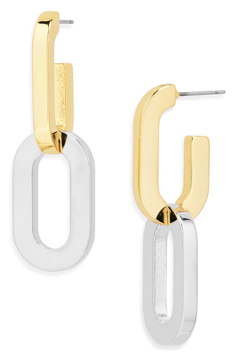 Two-Tone Link Drop Earrings, Main, color, GOLD/ SILVER