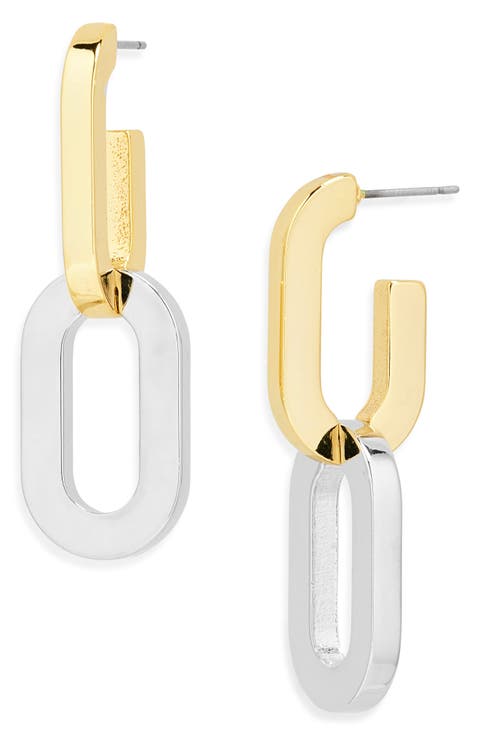 Two-Tone Link Drop Earrings