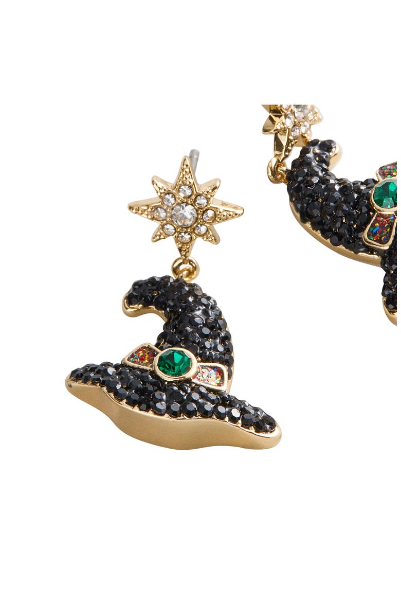Hats the Spirit Witch Drop Earrings, Alternate, color, BLACK