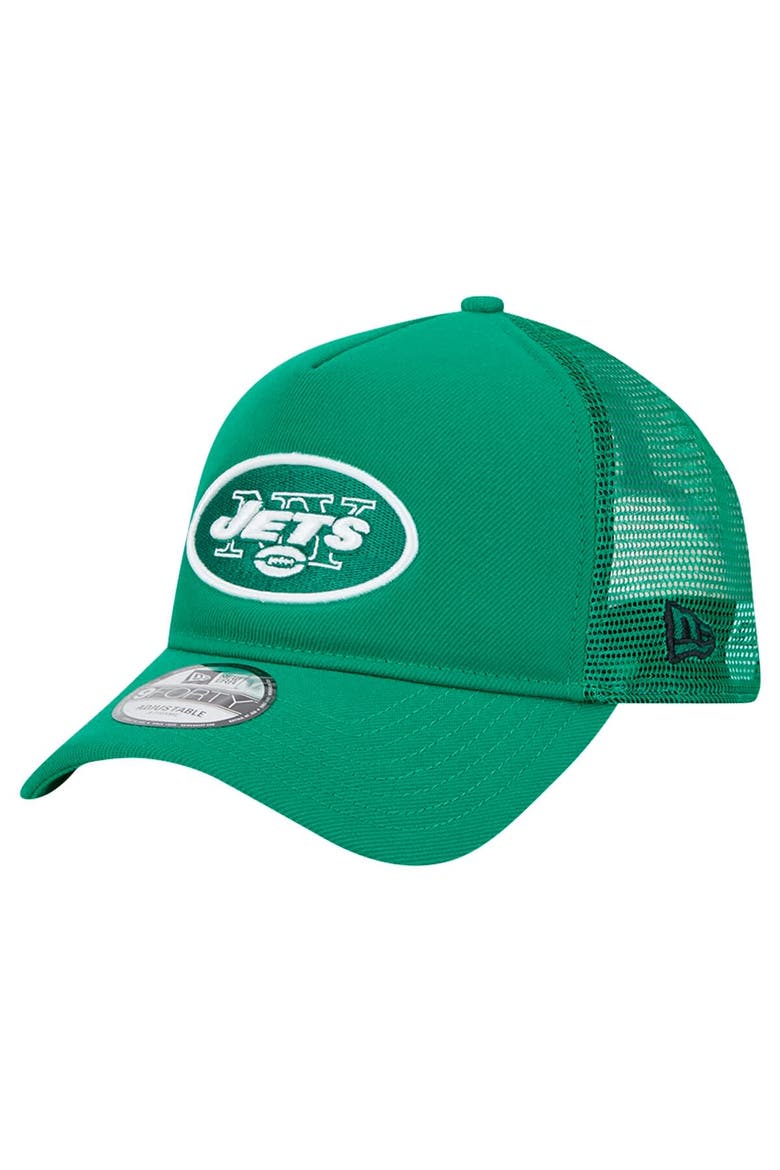 Men's New Era Green New York Jets 9FORTY A-Frame Trucker Adjustable Hat, Main, color, Green