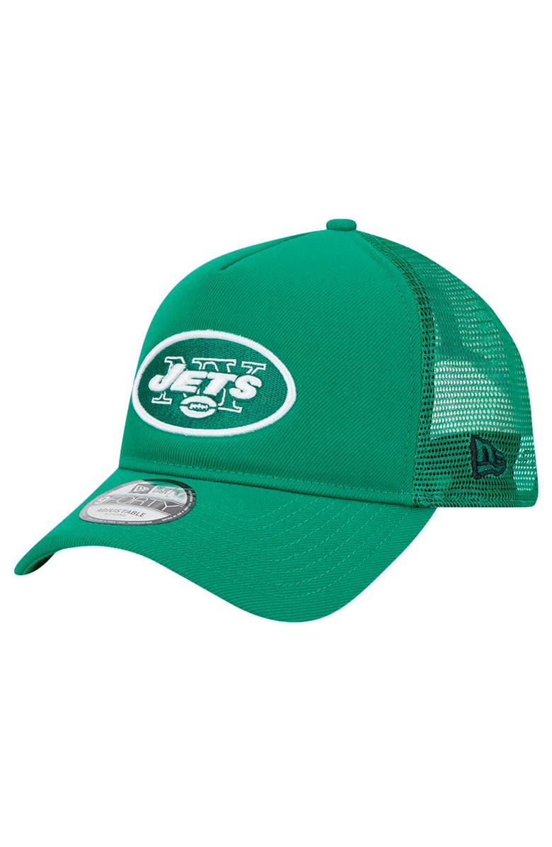 New Era Men's New Era Green New York Jets 9FORTY A-Frame Trucker Adjustable Hat, Main, color, Green