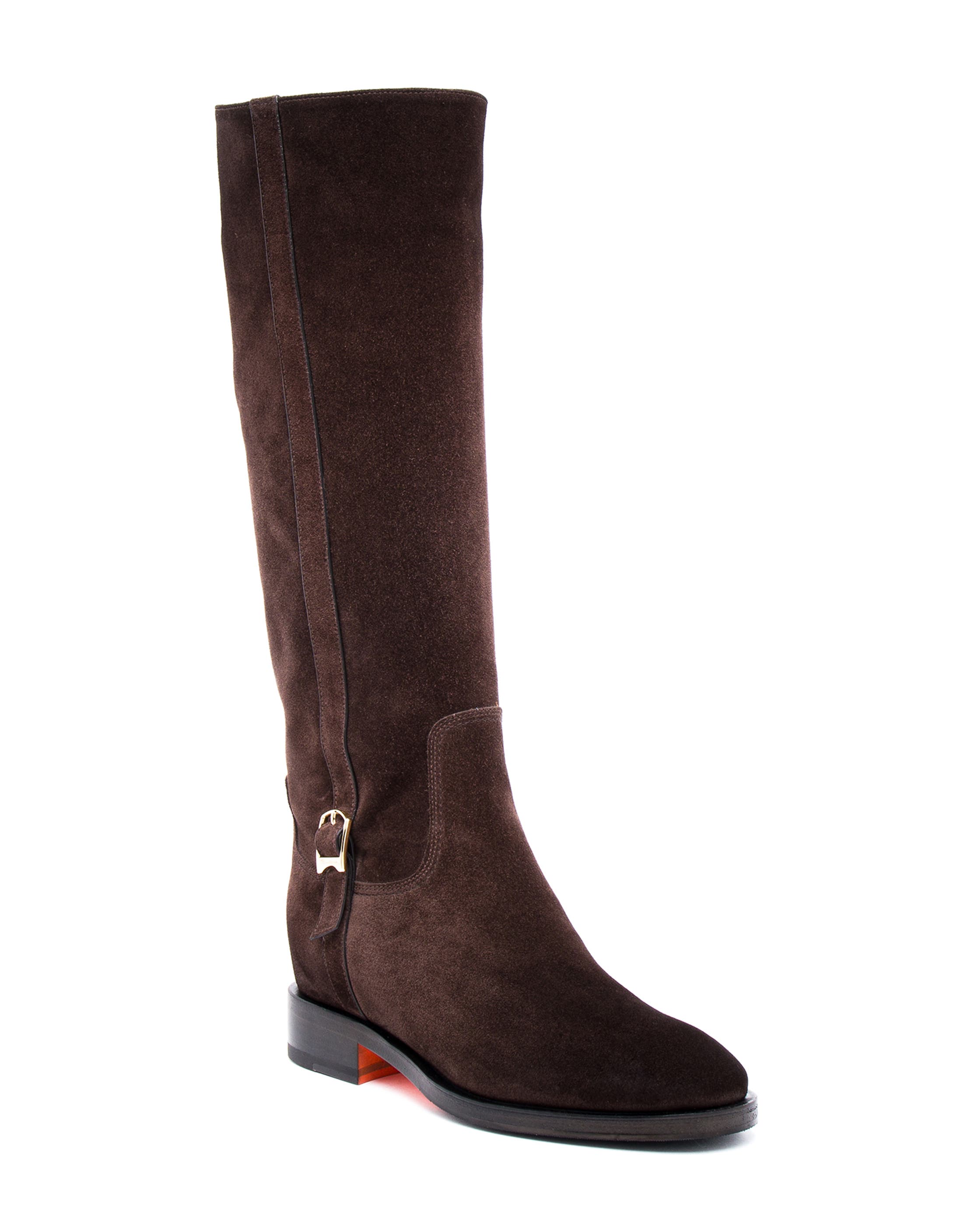 Santoni Suede Riding Boot, Alternate, color, Brown