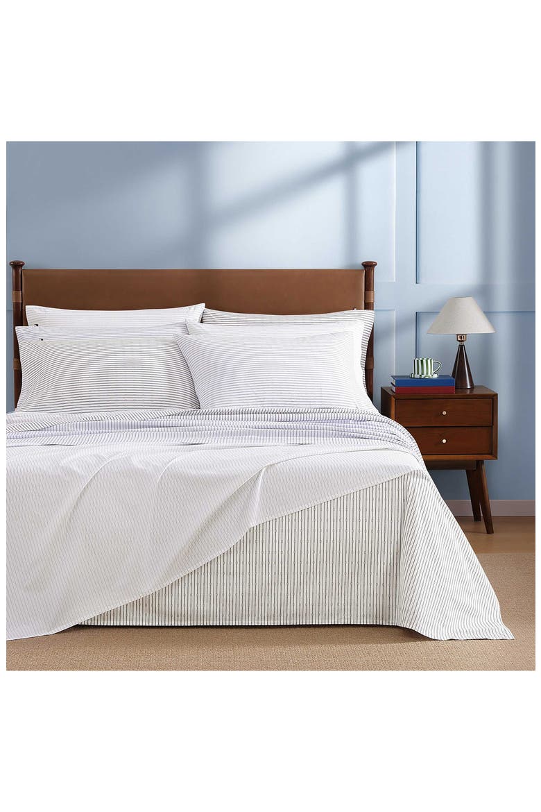 Monogram Stripe Cotton Percale Sheet Set, Alternate, color, ROCKY GREY
