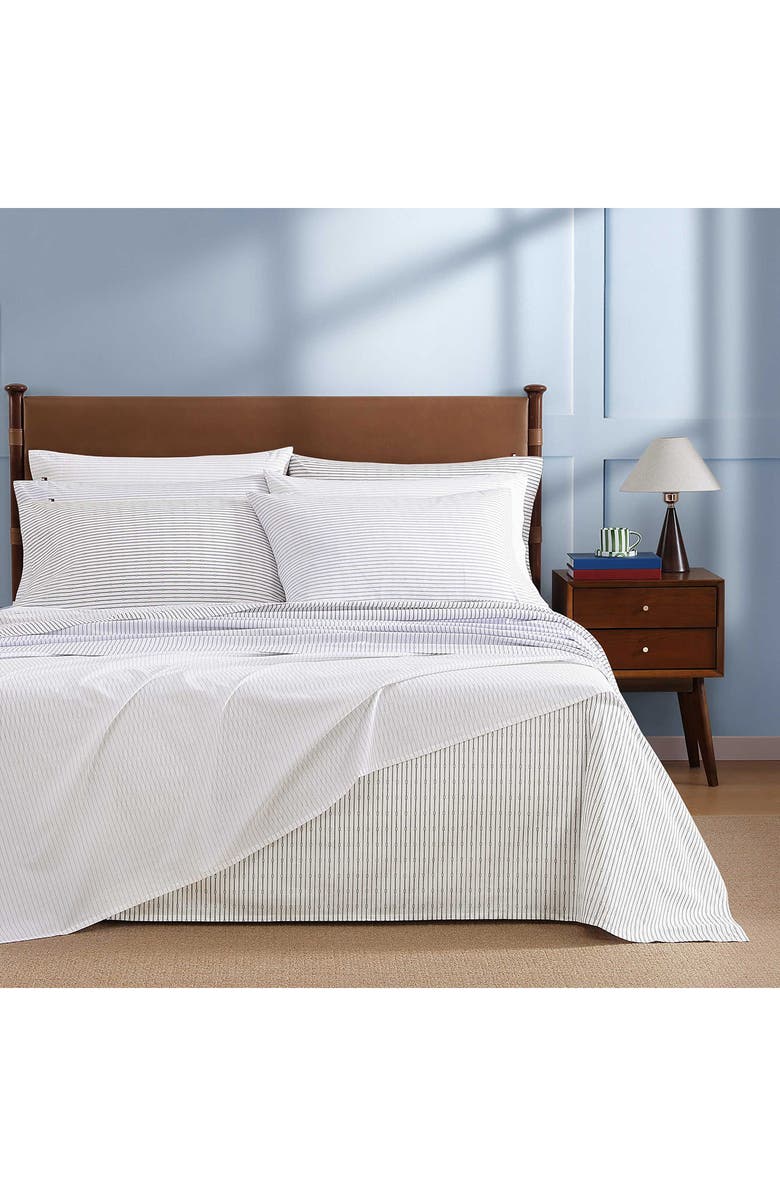Tommy Hilfiger Monogram Stripe Cotton Percale Sheet Set, Alternate, color, Rocky Grey