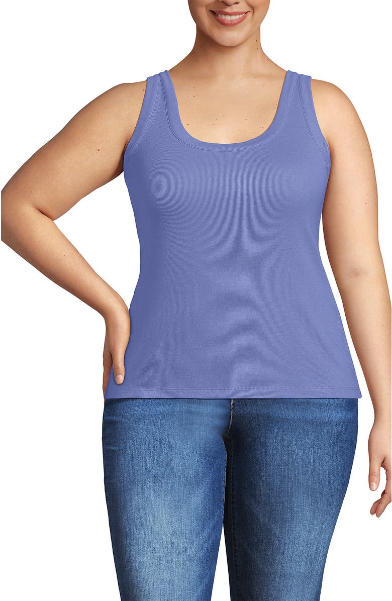 Lands' End Drapey Rib Fitted Tank Top, Alternate, color, 