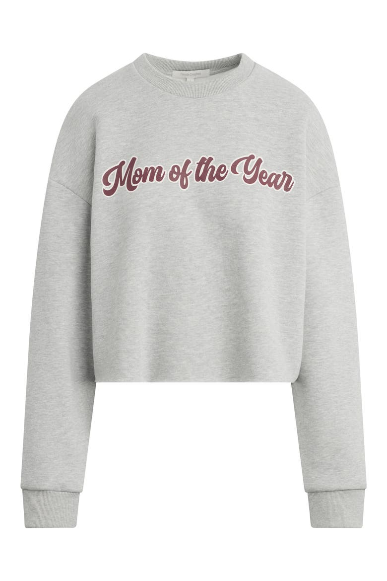 Mom of the Year Crop Cotton Blend Sweatshirt, Main, color, HEATHER GREY/ BURGUNDY