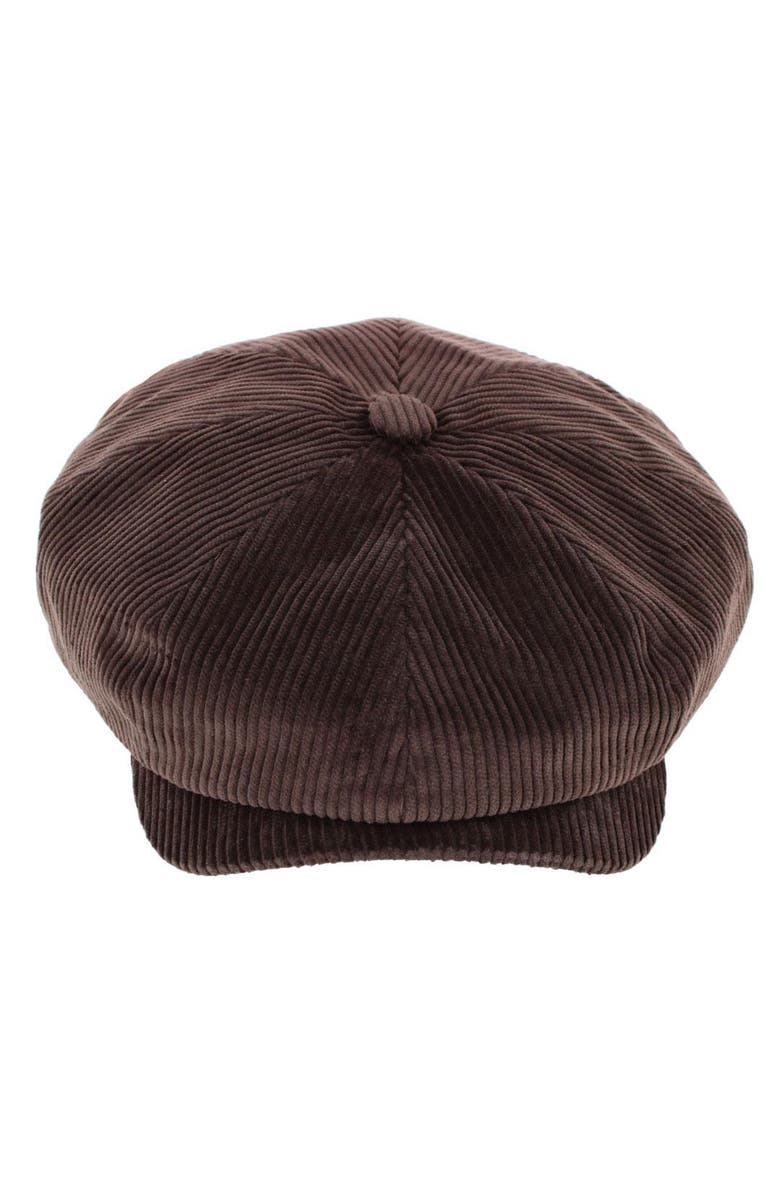 Wigens Men's Brisbane Moss Corduroy Retro Newsboy Cap, Alternate, color, Dark Brown