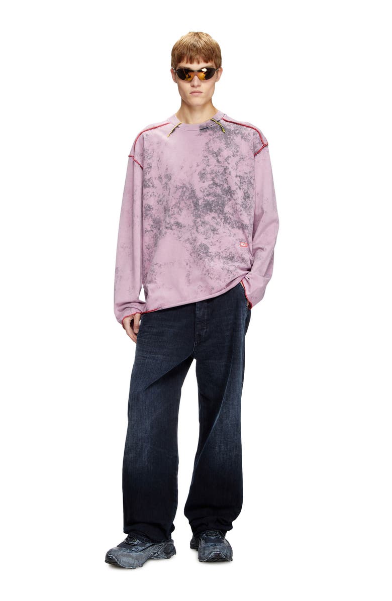 DIESEL<sup>®</sup> T-Crahor Contrast Stitch Long Sleeve Acid Wash Cotton Top, Alternate, color, 