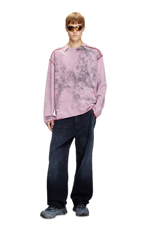 Diesel Treated Long-sleeve T-shirt In Pink