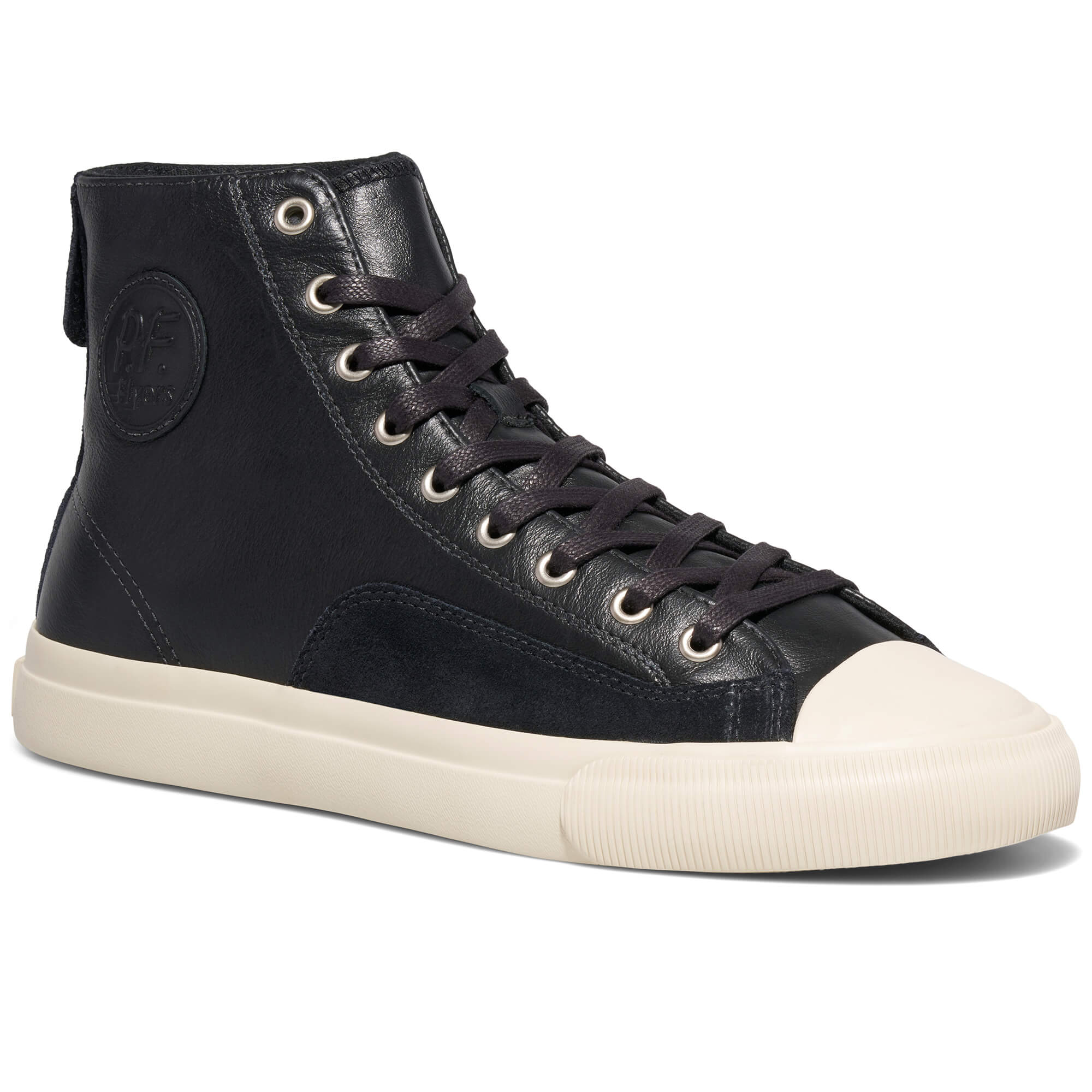 P.F. Flyers All-American Luxe High-Top Leather & Suede Sneaker, Main, color, Black