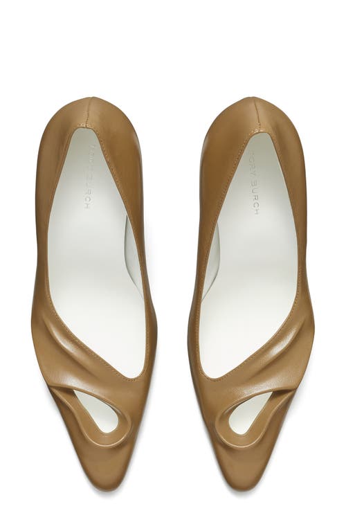 Tory Burch 90mm Sculpted Peep-toe Pumps In Light Chai