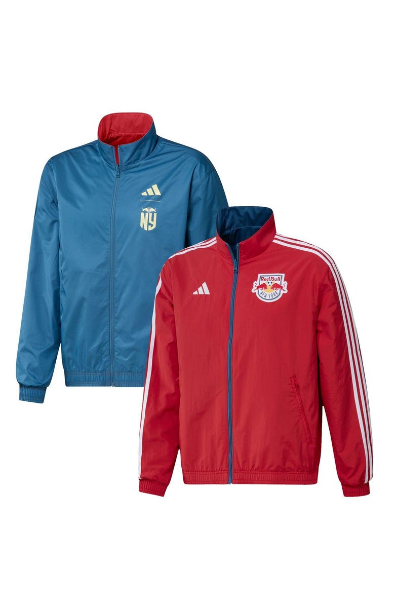 adidas Men's adidas Red/Gray New York Red Bulls 2023 On-Field Anthem Full-Zip Reversible Team Jacket, Main, color, 