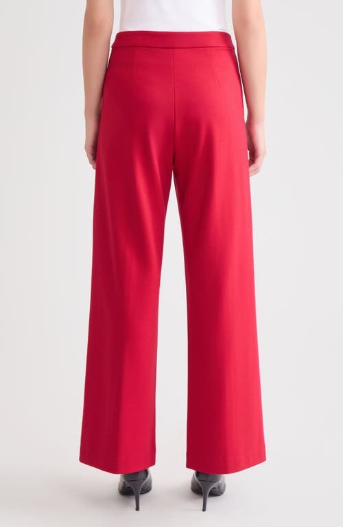 Misook High Rise Ponte Pants In Red