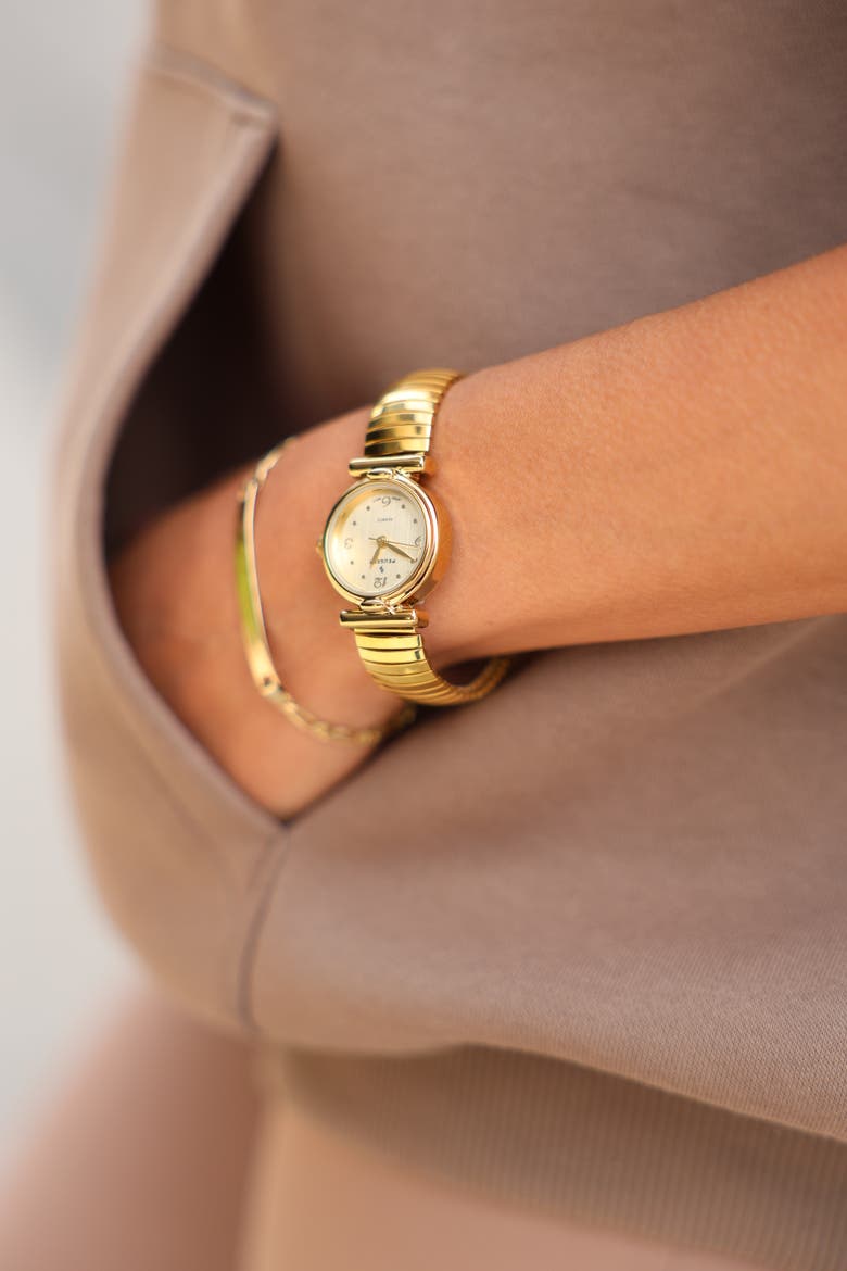 Easy Read Expansion Stretch Watch- 25MM, Alternate, color, Gold