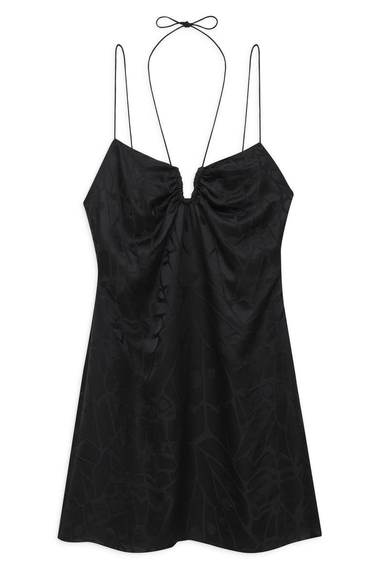 Papillon Silk Jacquard Minidress, Alternate, color, BLACK BUTTERFLY JACQUARD