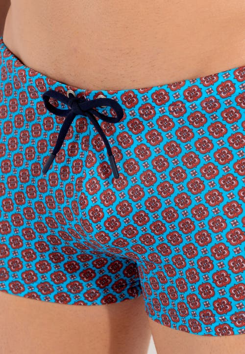 Hom Anglet Swim Shorts In Turquoise Print