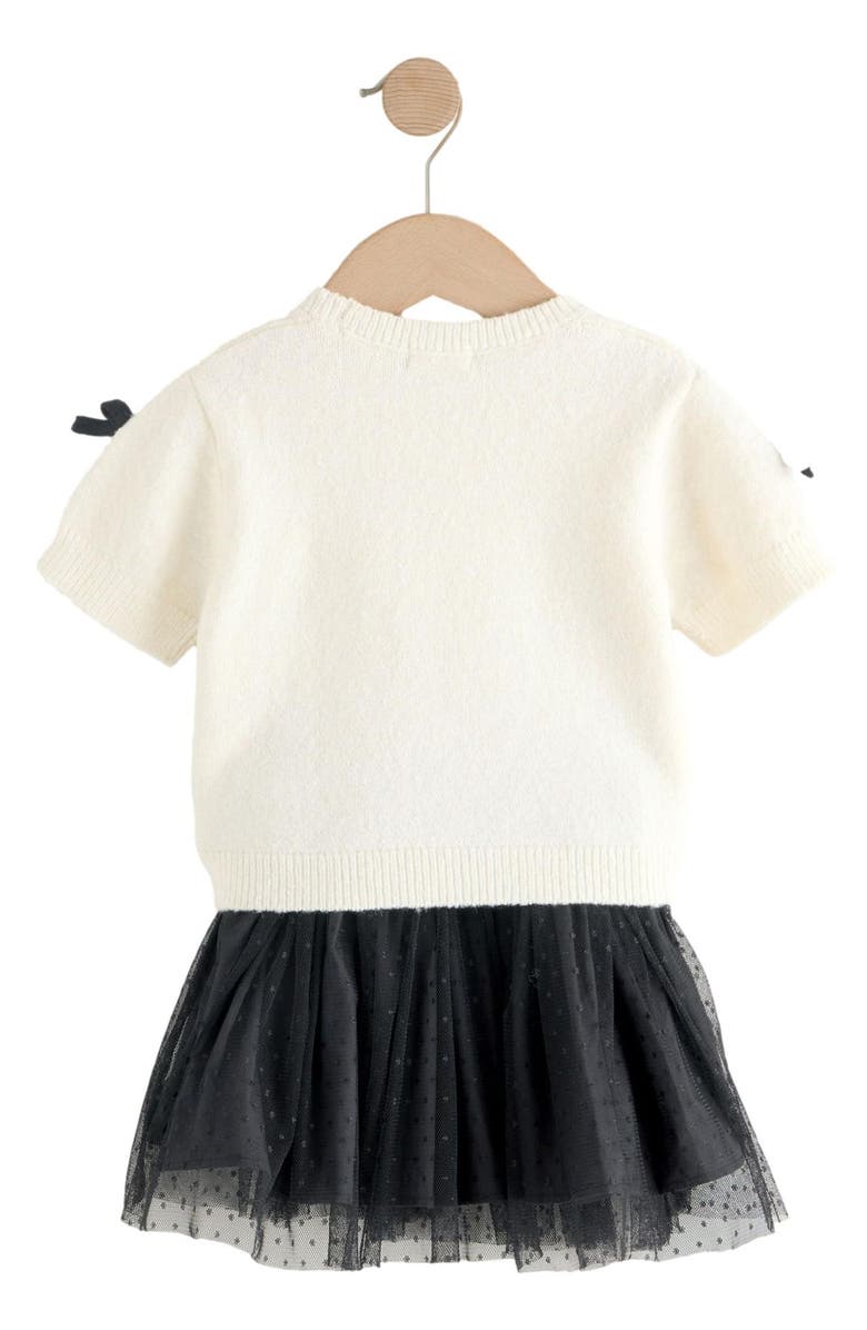 NEXT Kids' Bow Accent Short Sleeve Sweater & Tulle Skirt Set, Alternate, color, Cream/Green Bow