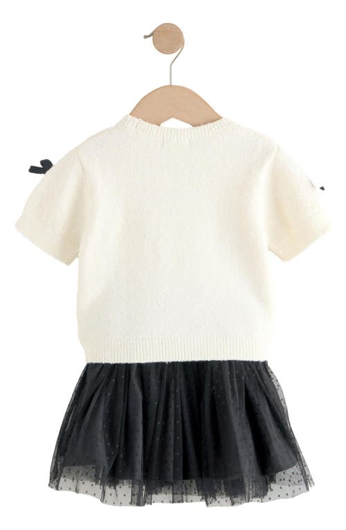 Next Kids' Bow Accent Short Sleeve Sweater & Tulle Skirt Set In Black