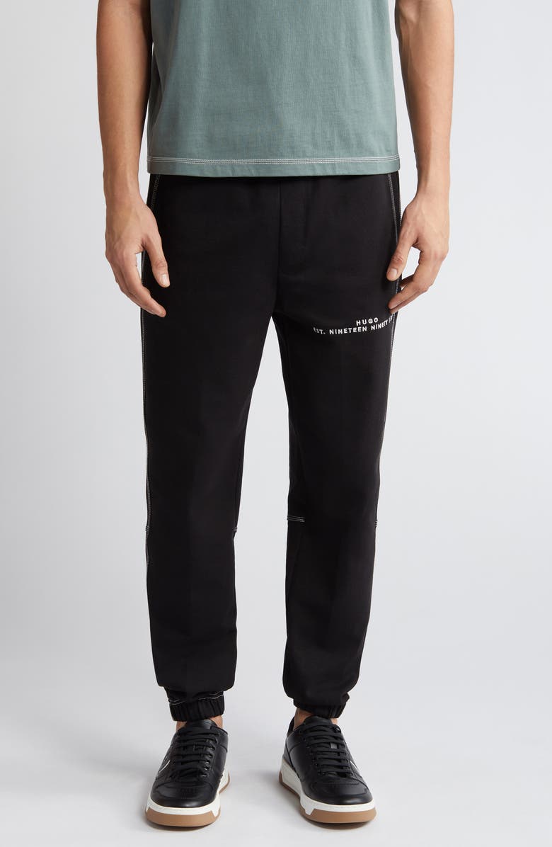 HUGO Dirabelo Embroidered Logo Drawstring Pants, Main, color, Black