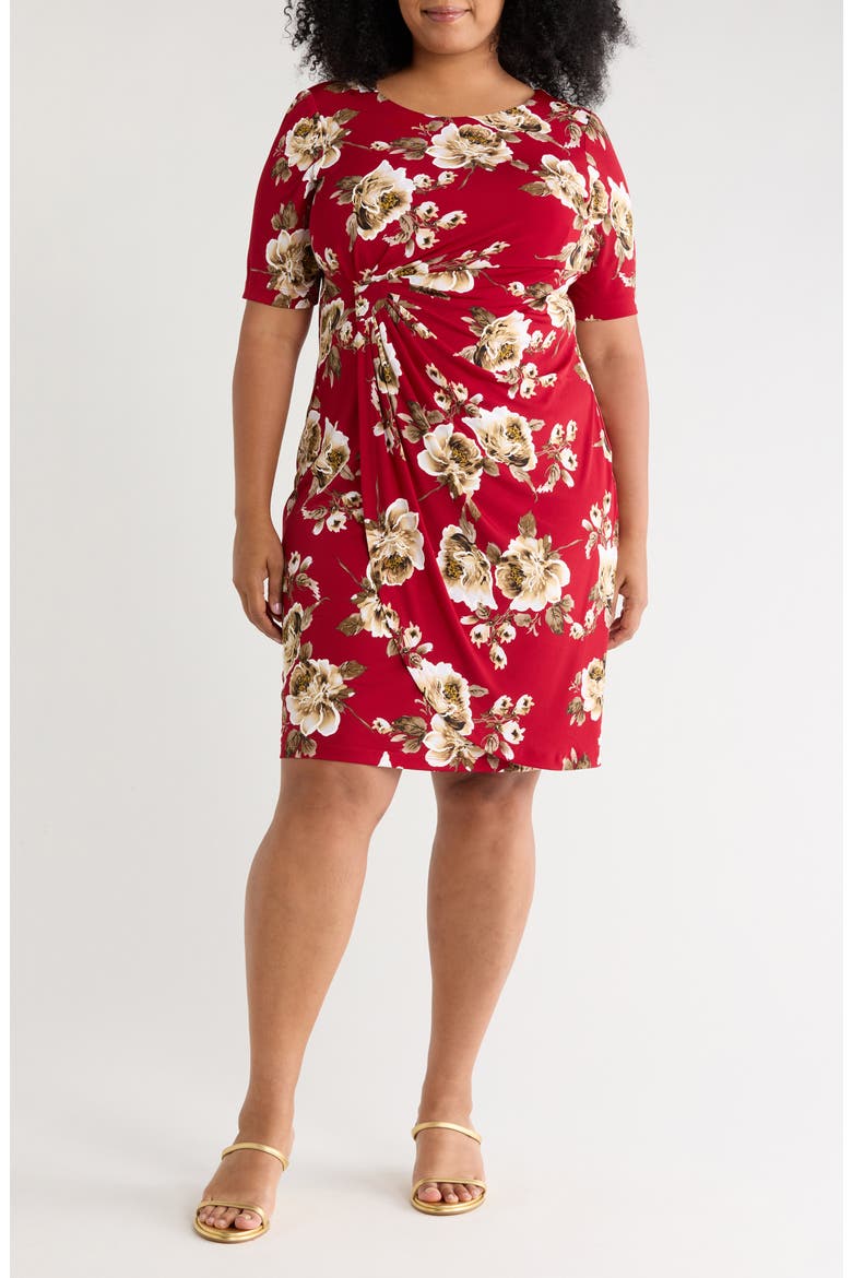 Mock Wrap Knit Dress, Main, color, CRIMSON