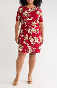 Connected Apparel Mock Wrap Knit Dress