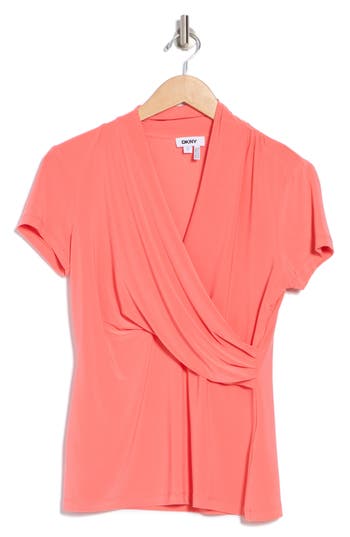 Dkny Draped Short Sleeve Knit Top