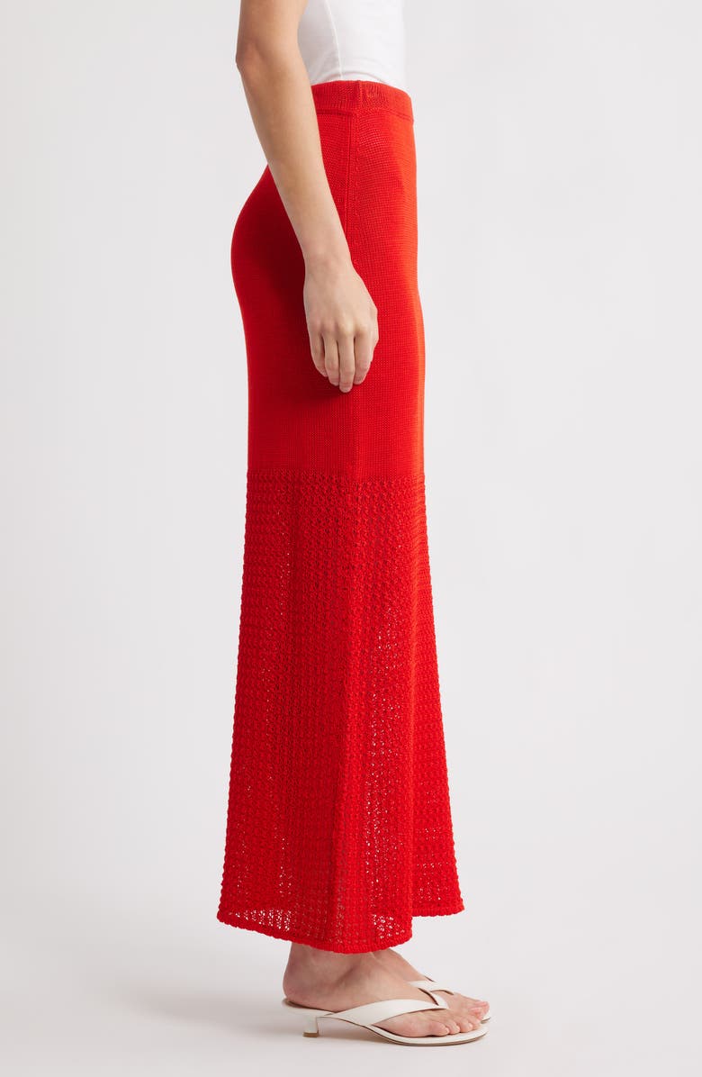 Theory Open Stitch Detail Cotton Maxi Sweater Skirt, Alternate, color, Poppy
