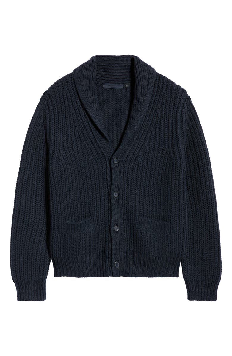 BOSS Horace Shawl Collar Ribbed Wool & Cashmere Cardigan, Alternate, color, Dark Blue