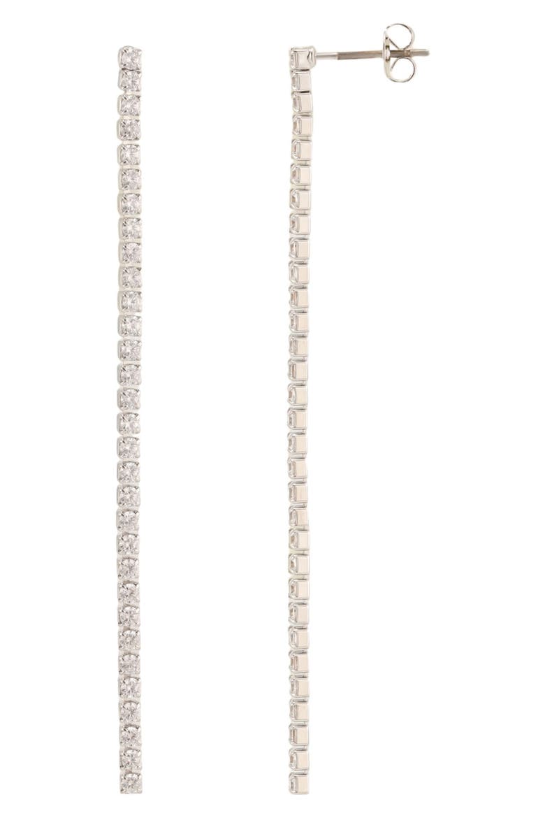 Tennis Drop Earrings, Main, color, SILVER