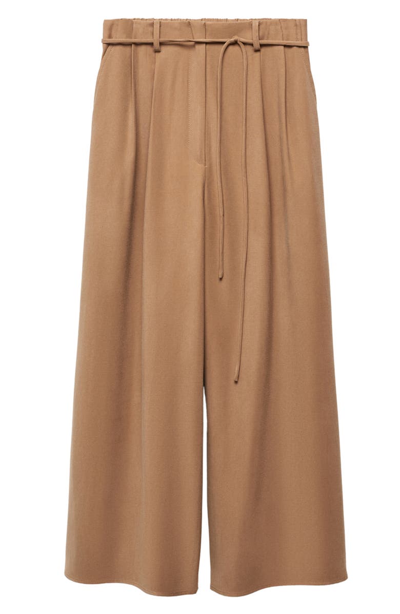 MANGO Tie Belt Wide Leg Pants, Alternate, color, 