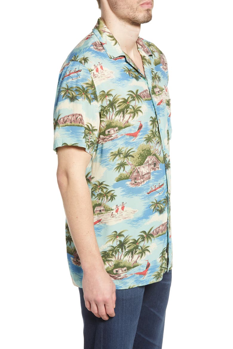Regular Fit Camp Shirt, Alternate, color, KAPALUA BAY
