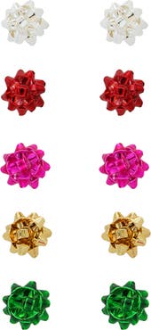 Panacea Set of 5 Multicolor Sticky Bow Stud Earrings