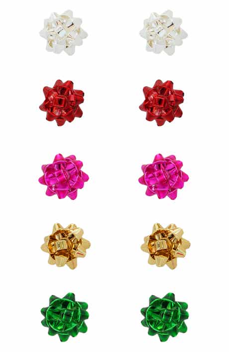 Panacea Set of 5 Multicolor Sticky Bow Stud Earrings