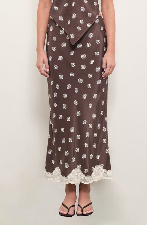 Alexi Floral Print Satin Skirt