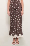MAUDE CLUB Alexi Floral Print Satin Skirt
