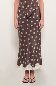 MAUDE CLUB Alexi Floral Print Satin Skirt