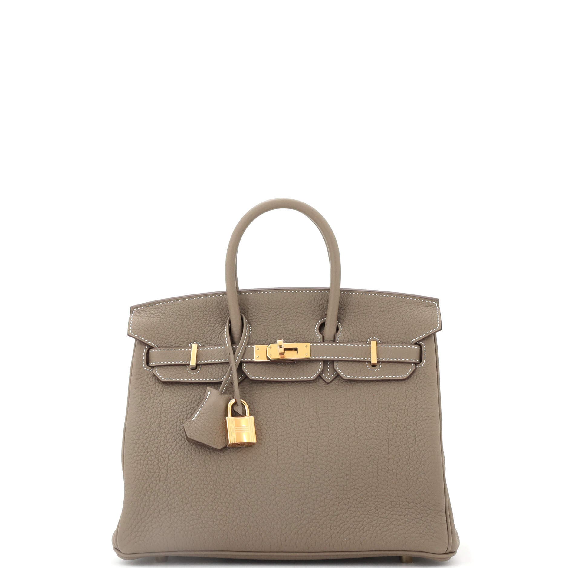 Pre-Owned Hermes Birkin Handbag Grey Togo with Gold Hardware 25, Main, color, Etoupe