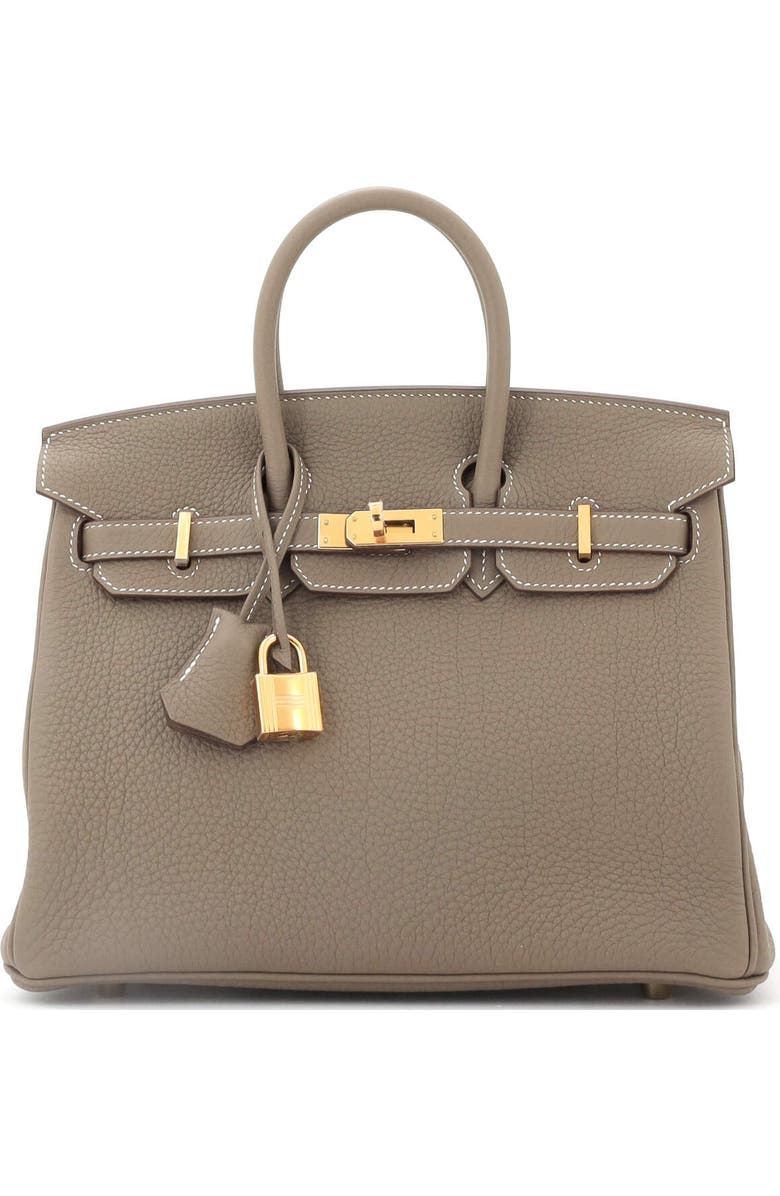 Pre-Owned Hermes Birkin Handbag Grey Togo with Gold Hardware 25, Main, color, Etoupe