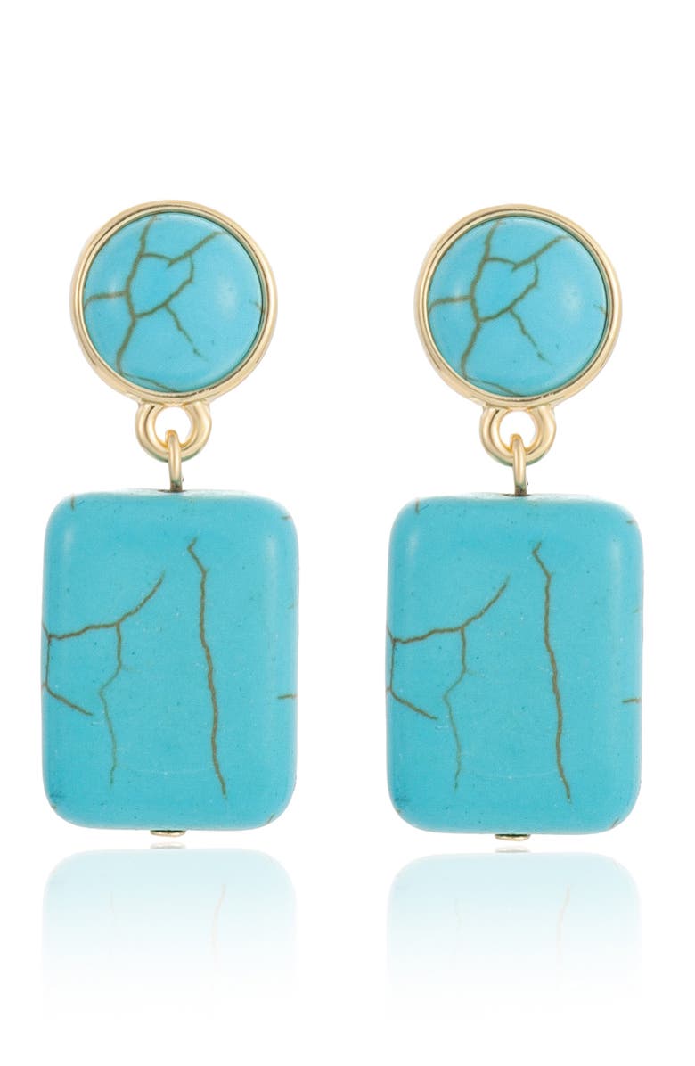 Ettika Reconstituted Turquoise Drop Earrings, Main, color, Turquoise