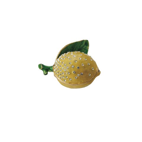 Jeweled Lemon Trinket Box, Yellow and Green