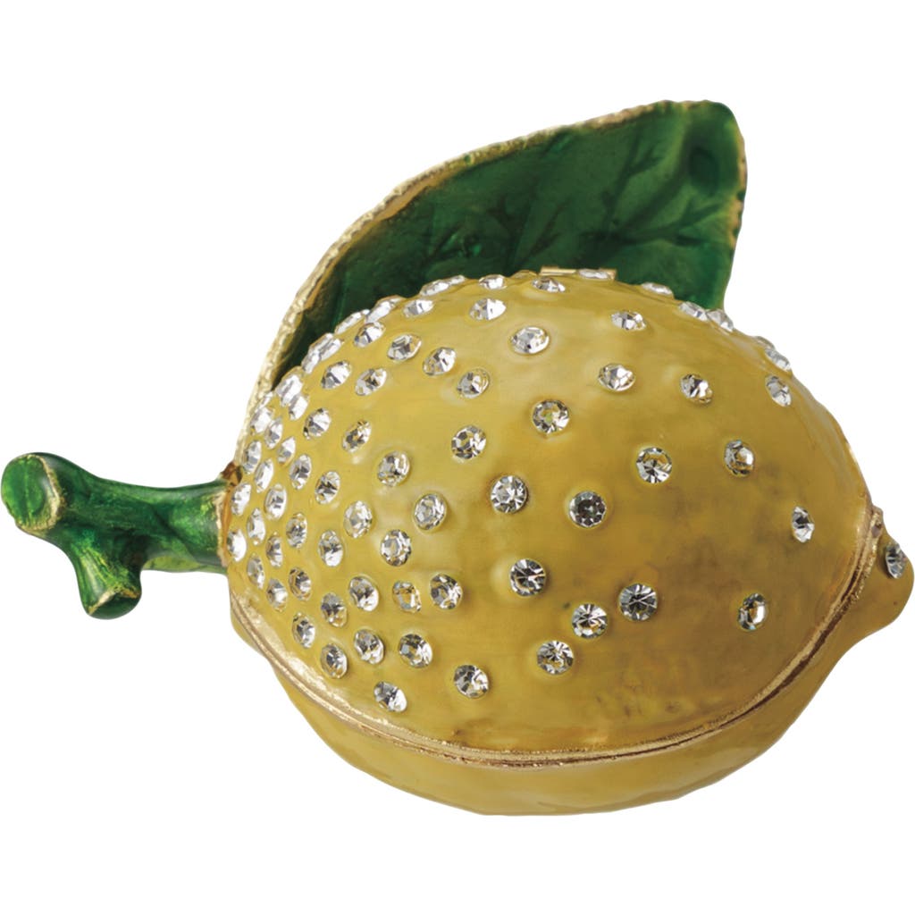 Storied Home Jeweled Lemon Trinket Box, Yellow And Green In Multi